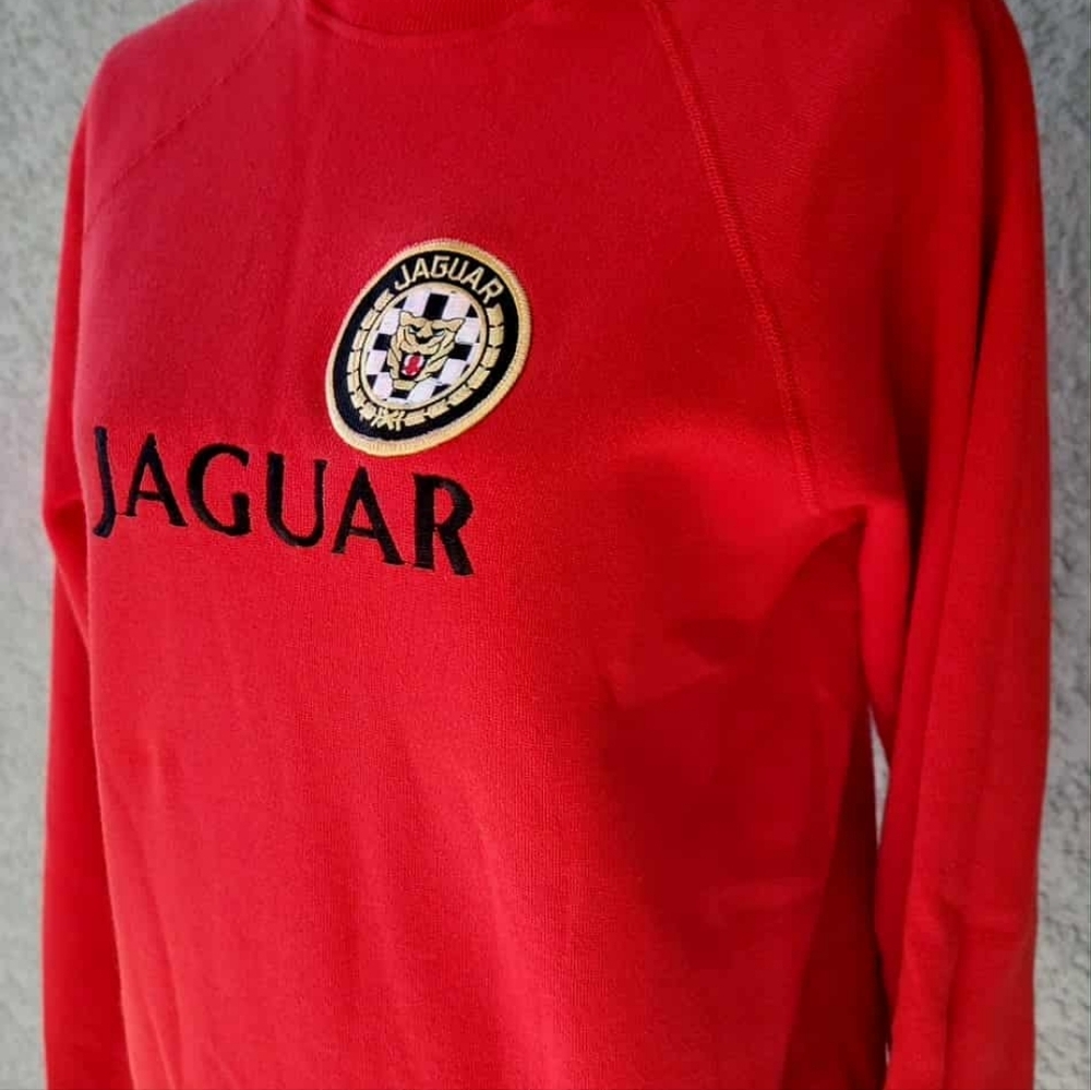 Vintage Jaguar Logo Sweatshirt Red Hanes Made in USA 90s Graphic Crewneck Unisex - Picture 8 of 9
